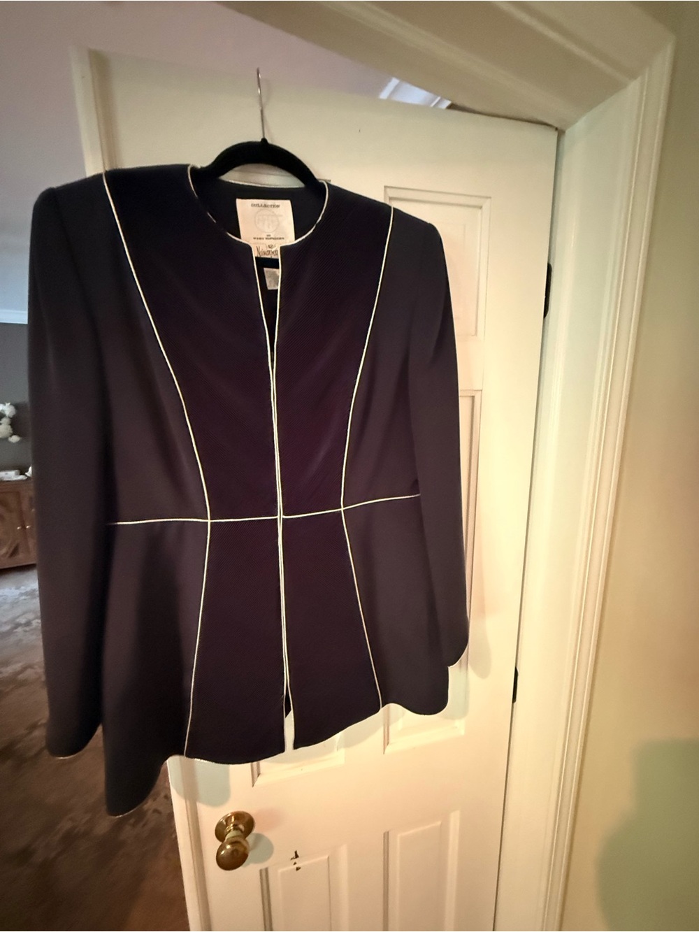 Neiman Marcus Navy Blazer with White Piping